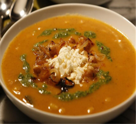 Spiced Vegetable Soup w/ Ciabatta Rolls & Roasted Vegetable and Ricotta Pizza