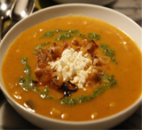 Spiced Vegetable Soup & Roasted Vegetable Ricotta Pizza