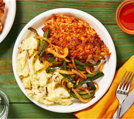 Crispy Southwestern Chicken w/ Mashed Potatoes & Roasted Peppers