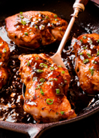 Balsamic Pork Chops w/ Roasted Sweet Potatoes & Brussel Sprouts