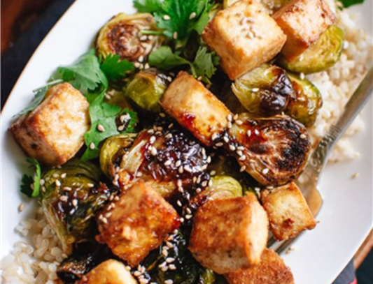 Sesame Glazed Tofu & Brussel Sprouts