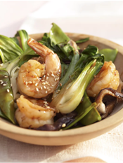 Soy Molasses Shrimp & Bok Choy over Rice