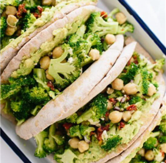 Pinto Bean Tacos & Lemon Broccoli Chickpea Pita Sandwiches