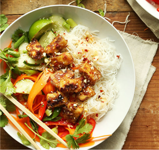 Southwestern Kale Salad & Thai Peanut Butter Tofu Noodle Bowls