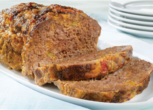 Fluffy seasoned meatloaf with cheese