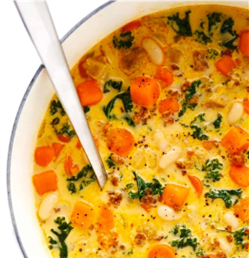 Creamy Sweet Potato & Turkey Sausage Soup