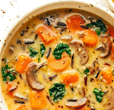 Creamy Sweet Potato & Wild Rice Soup