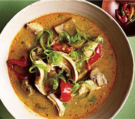 Thai Coconut Chicken Soup w/ Ciabatta Rolls & Honey Garlic Pork Chops w/ Moroccan Green Beans